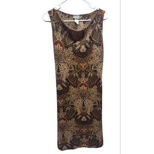 Vintage Rave Dress Size Large Brown Bodycon Sleeveless Boho by Rave